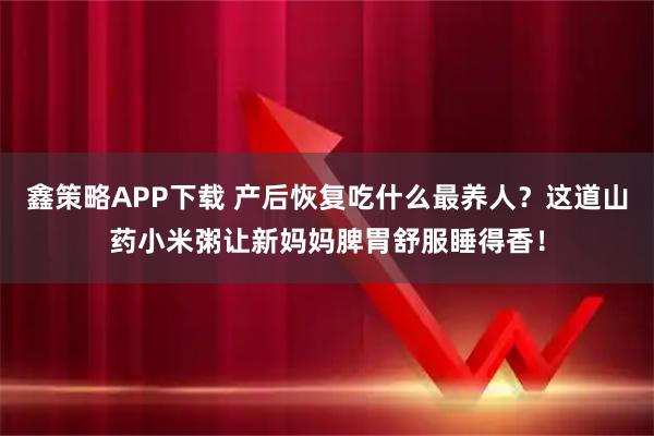 鑫策略APP下载 产后恢复吃什么最养人？这道山药小米粥让新妈妈脾胃舒服睡得香！